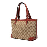 グッチ GGキャンバス クラフト ハンドバッグ トートバッグ 269878 ベージュ レッド キャンバス レザー レディース GUCCI 【中古】